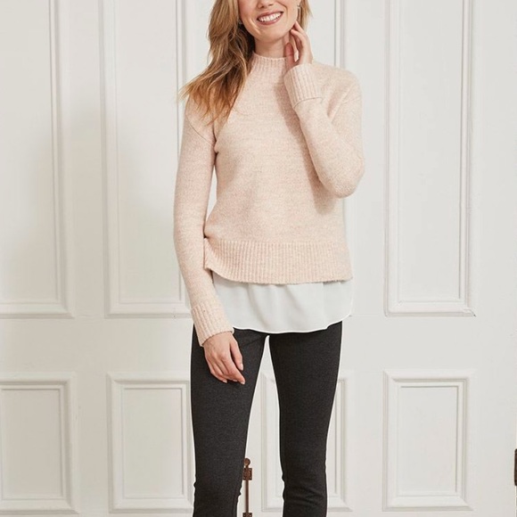 RW&Co. “Fooler” Tunic Sweater, Light Pink, Size Large - Picture 3 of 10